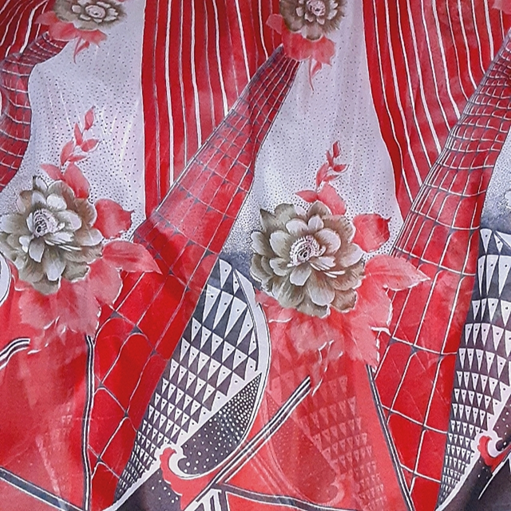 Red, black and white sari